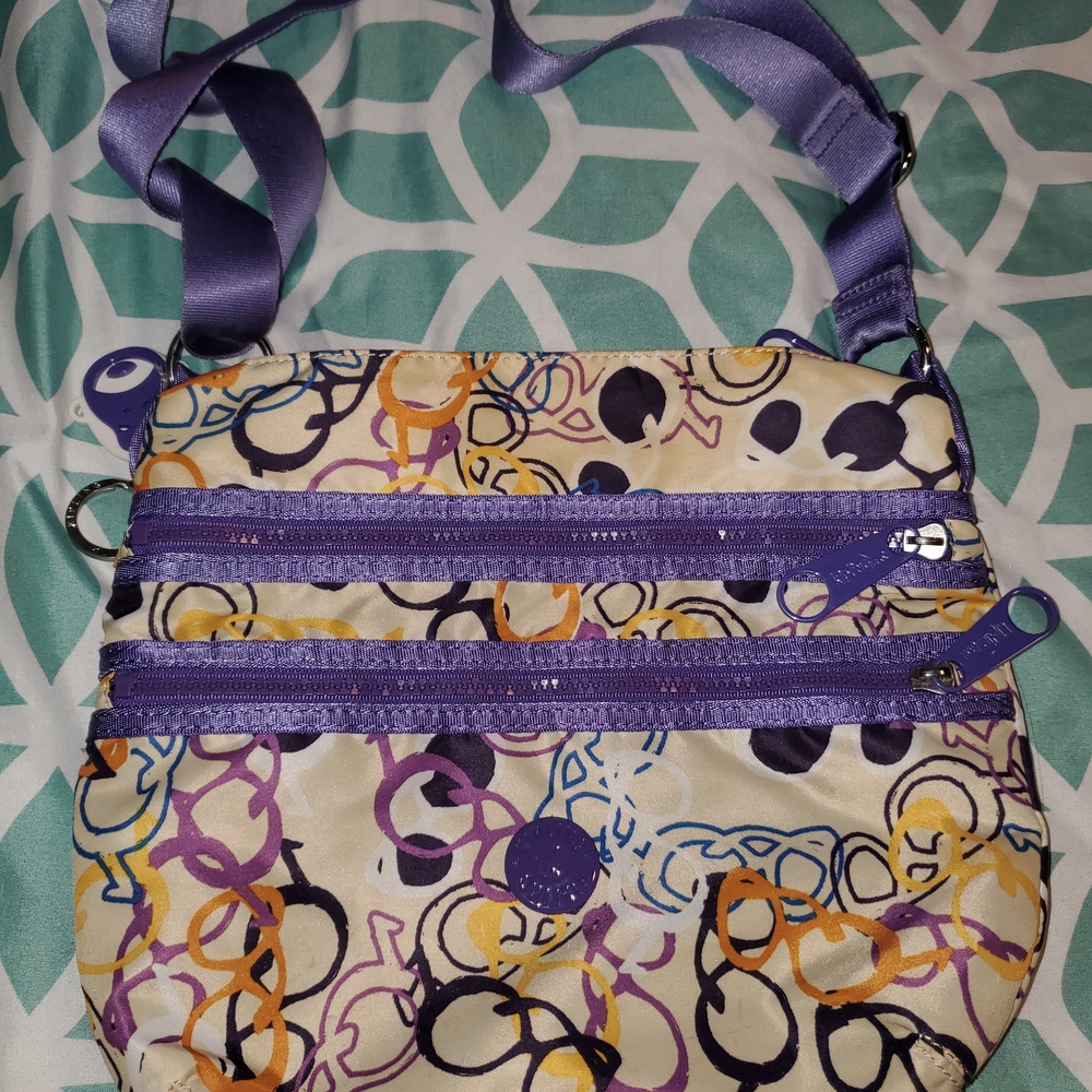 Kipling Multicolor Crossbody Bag with Purple Accents